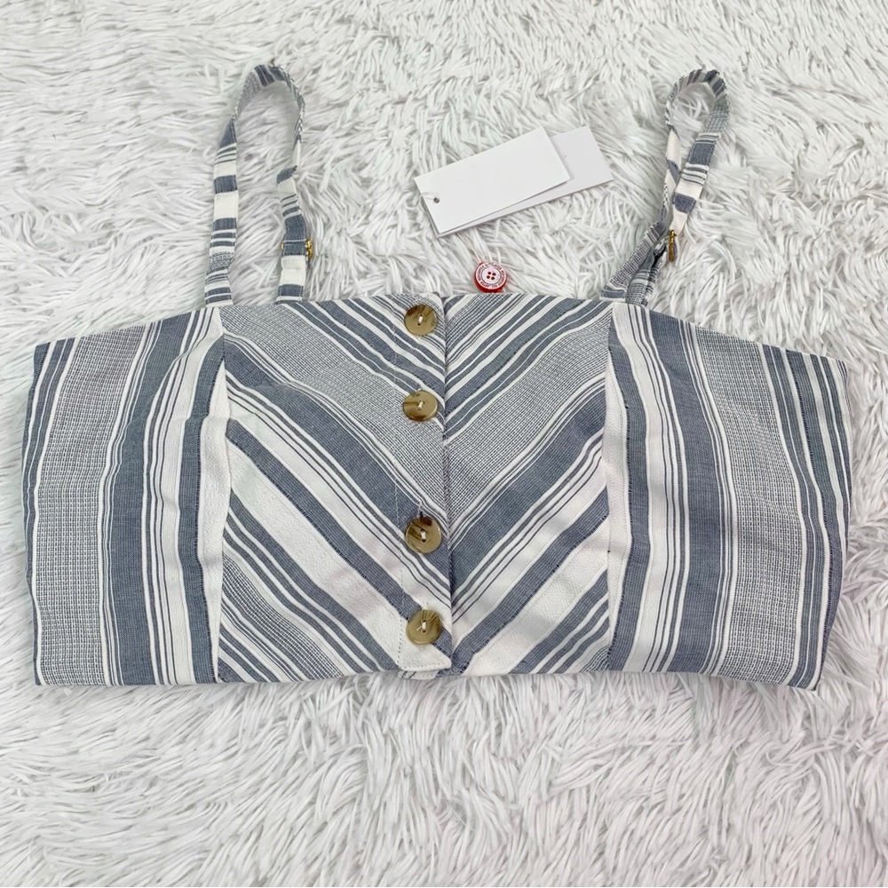 Red Carter NWT Women's striped bow back Crop Top in white blue - Picture 3 of 9